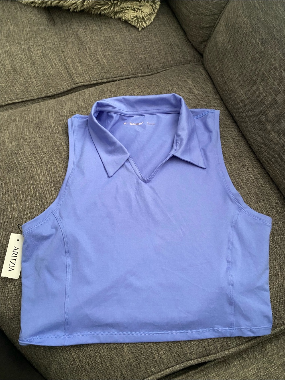 Aritzia Sleeveless Collared Tank in Periwinkle